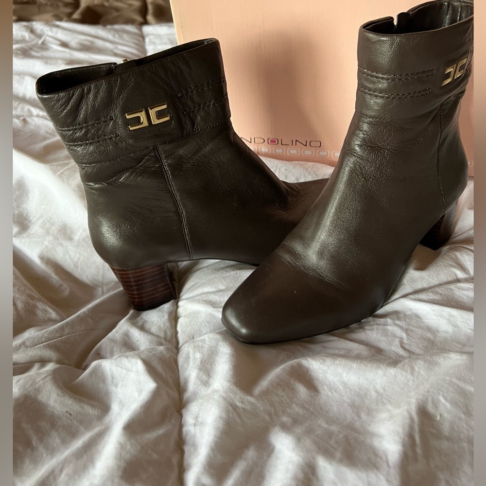 Bandolino Dark Brown Ankle Booties with Gold Accent